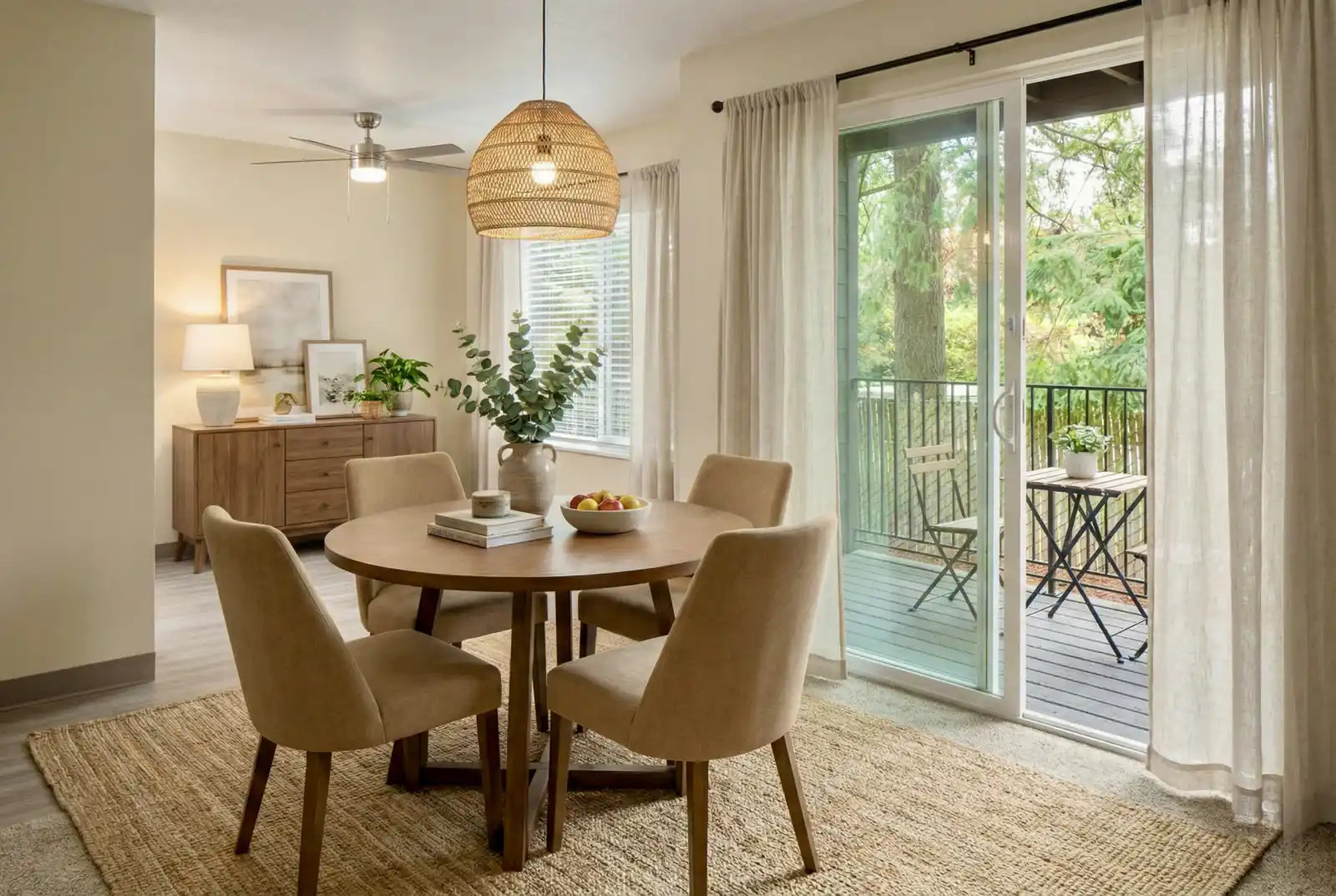 Apartment dining area with balcony